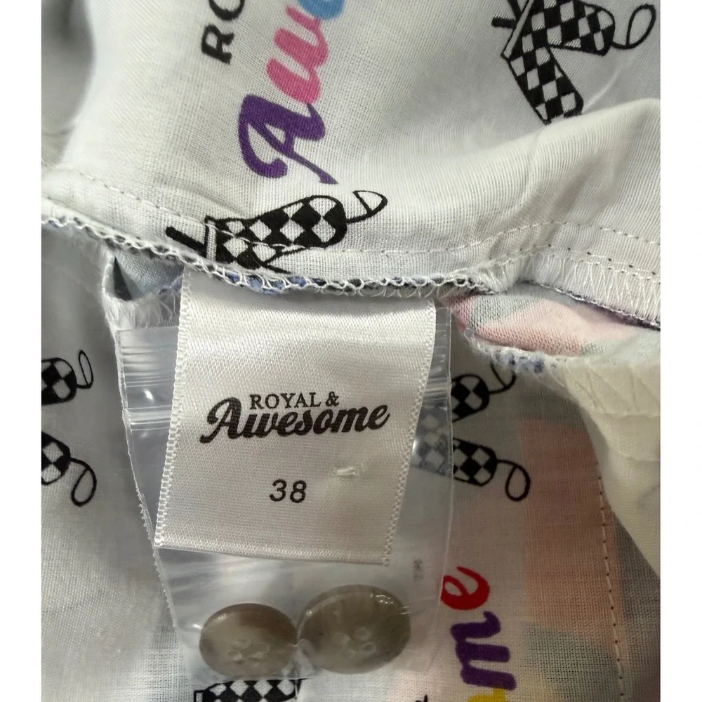 Royal & Awesome Mens Rainbow Zebra Golf Shorts size 38 Multi Color Stretch EUC‎